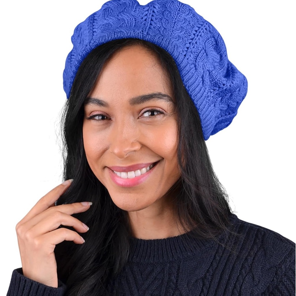 Blue soft Beanie, Chic, and Lightweight Crochet Knitted Style Beani… - Picture 1 of 5